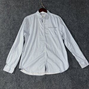 Paper Denim & Cloth Shirt Mens Large Slim Fit Blue Floral  Cotton Stretch Pocket